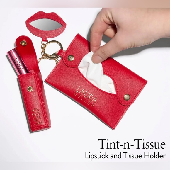 Laura Geller Other - Laura Geller Limited Edition Tint-N-Tissue Lipstick & Tissue Holder Keychain Set